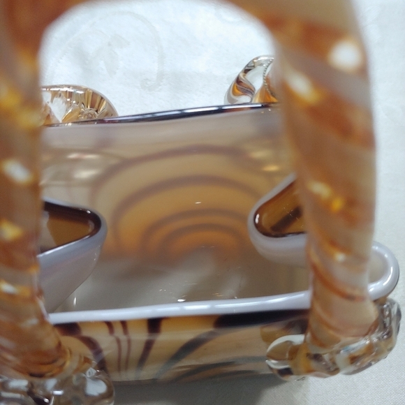 Blown Decorative Glass Tiger Striped Glass Hand Bag - Picture 8 of 10